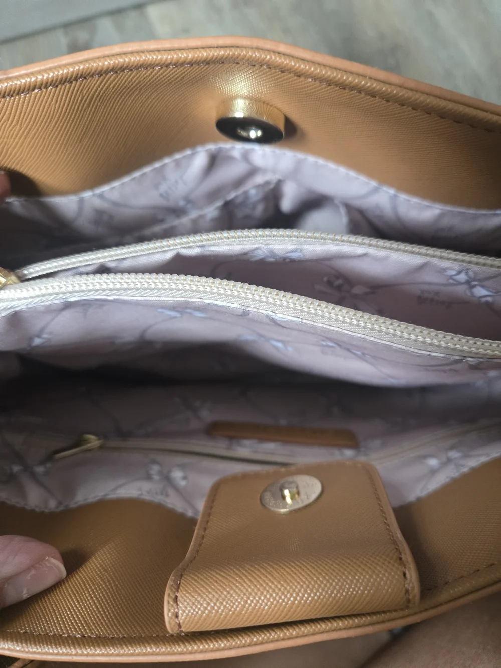 Betsey Johnson Tan Tote with Gold Logo